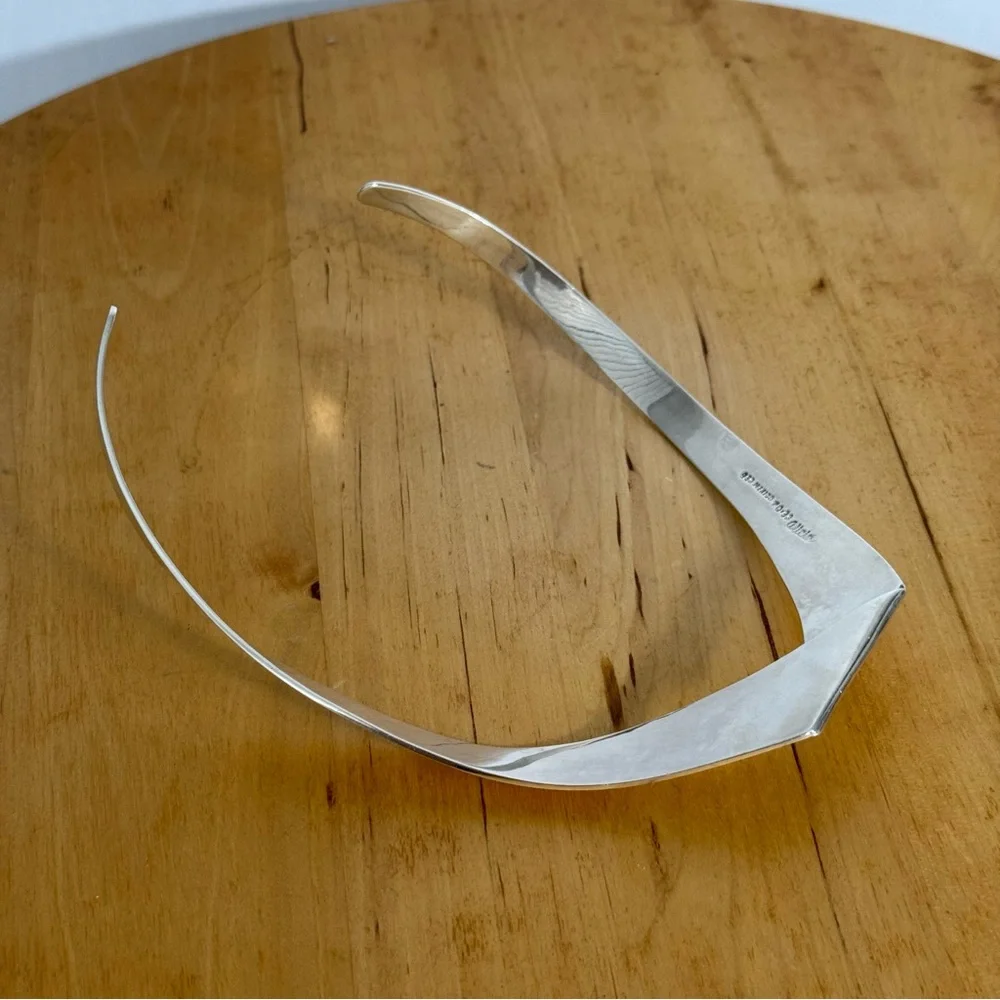 Vintage TAXCO 950 Mexico TO-96 ALICIA Sterling Silver Modernist Cuff Necklace - Picture 10 of 16